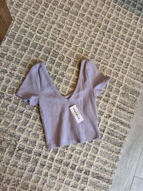 PacSun Lavender Ribbed Deep V Crop Top